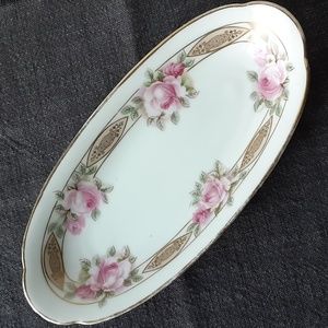 Erdmann Schlegelmilch Suhl Prussia Pink Rose Gold Detail Serving Bowl Antique